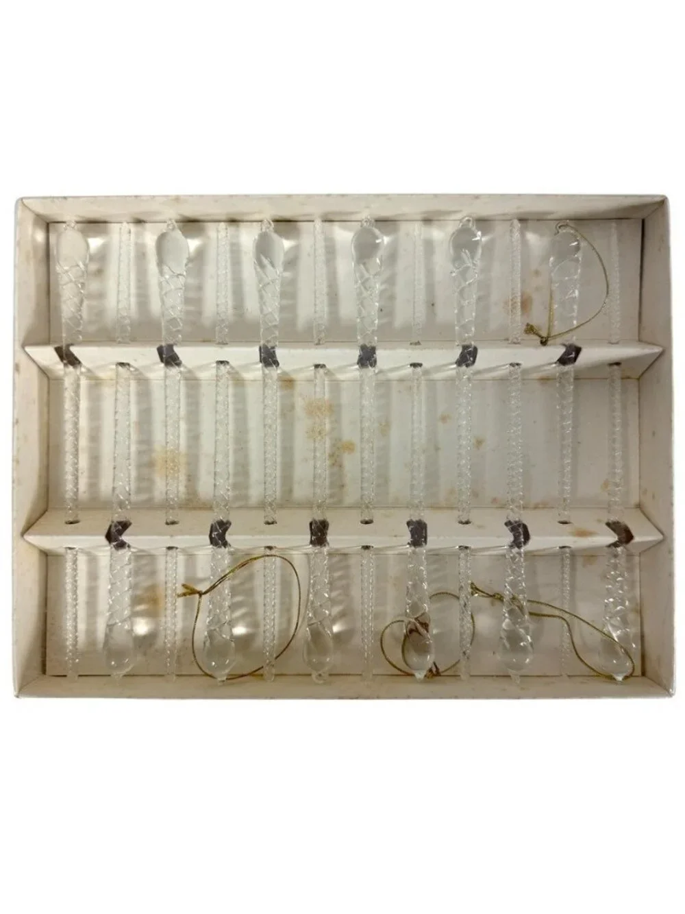 Pier 1 Clear Blown Glass Icicle Christmas Tree Ornaments 7” Lot Of 59